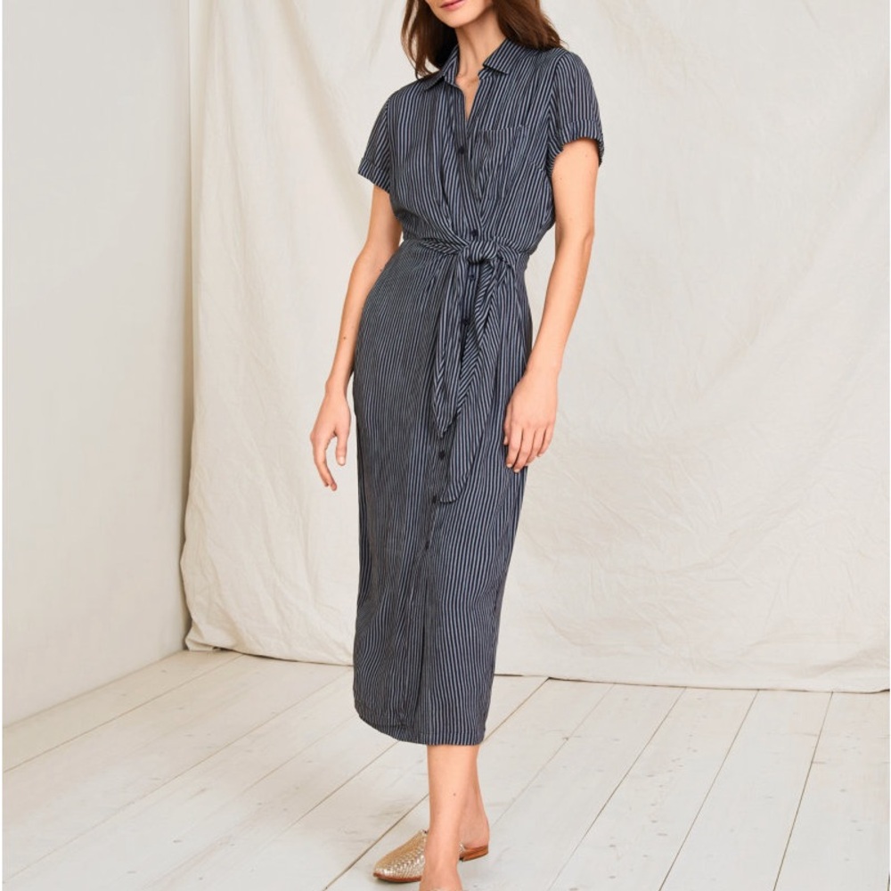 Garnet Hill Striped Black Dress
